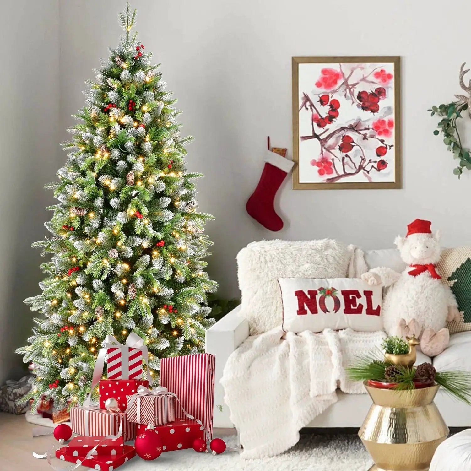 6ft Pre-Lit Artificial Christmas Tree with 380 Warm White LED Lights by HouseOfZazla