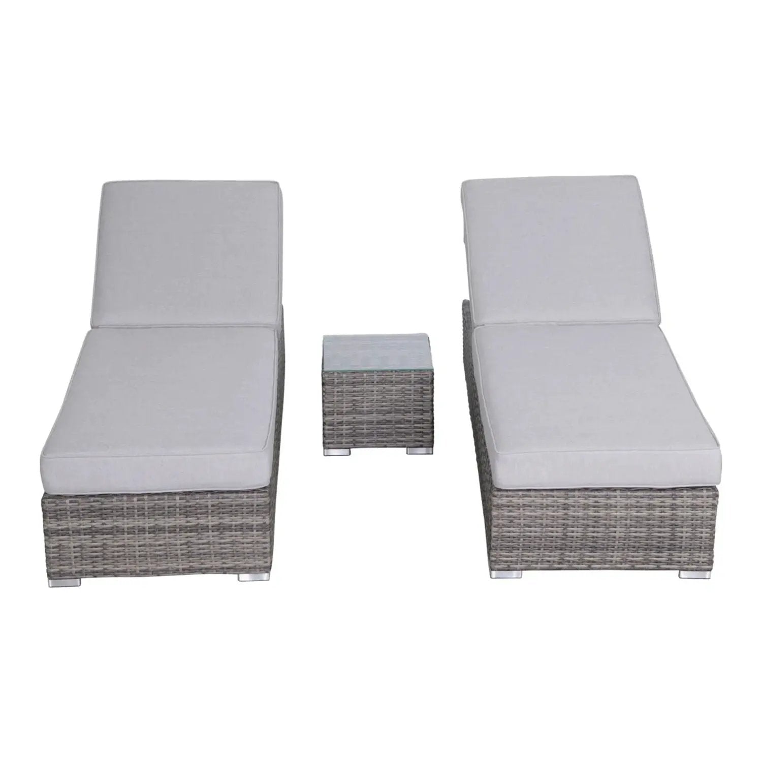 3 Piece Chaise Lounge Set With Adjustable Reclining - Gray Mix by HouseOfZazla