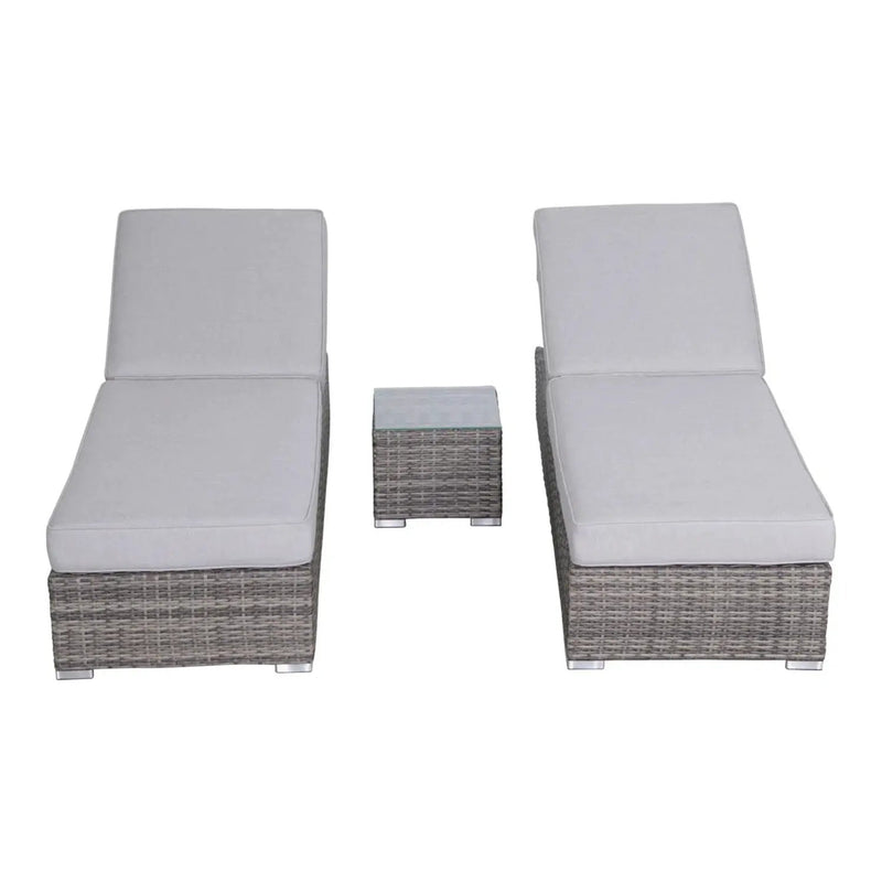 3 Piece Chaise Lounge Set With Adjustable Reclining - Gray Mix by HouseOfZazla