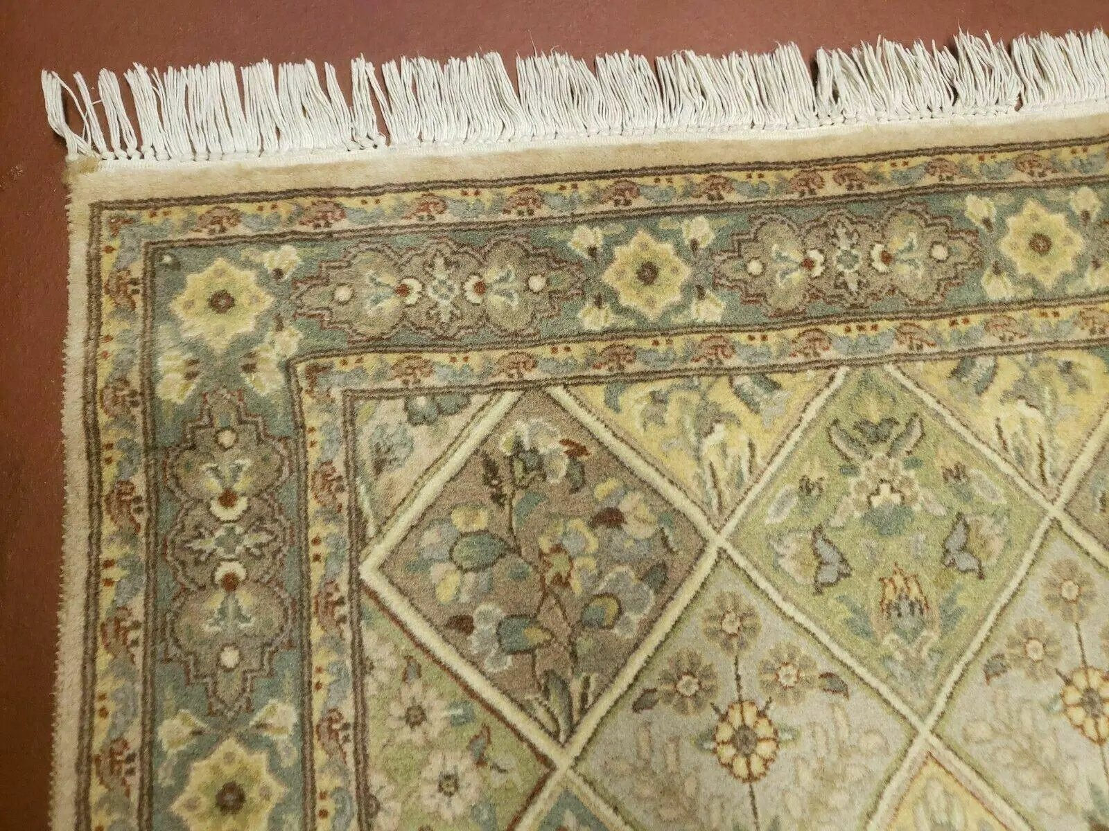2' 7" X 9' Vintage Handmade India Floral Oriental Wool Runner Rug Hand Knotted by Jewel Rugs