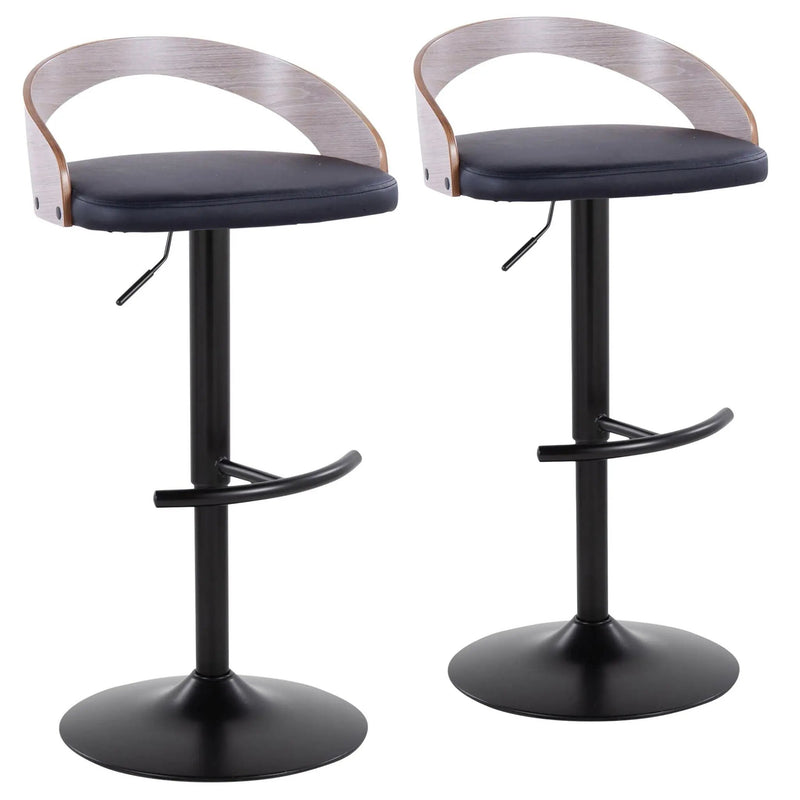 Grotto - Contemporary Adjustable Barstool With Swivel With Rounded T Footrest Elegant Design (Set of 2) by Unique Piece Furniture