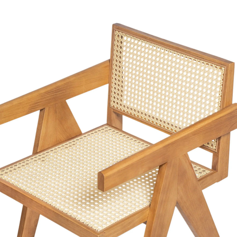 Chandigarh Arm Dining Chair With Natural Cane Design (Set of 2) by HouseOfZazla