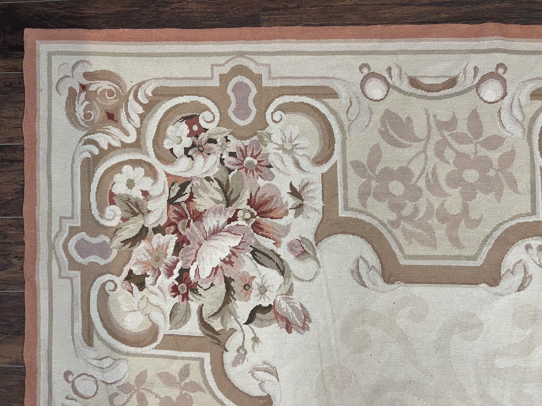 10x14 Aubusson Rug, Wool Handmade Vintage Carpet, French European Design, Elegant by Jewel Rugs