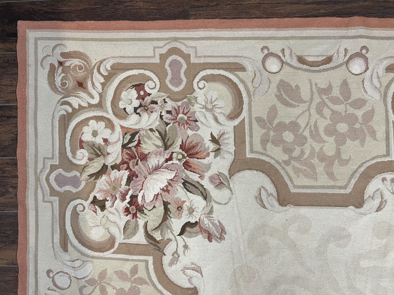 10x14 Aubusson Rug, Wool Handmade Vintage Carpet, French European Design, Elegant by Jewel Rugs