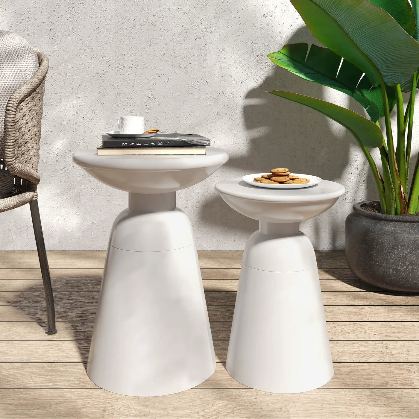 Serenita Outdoor Side Tables With Flared Design (Set of 2) by HouseOfZazla