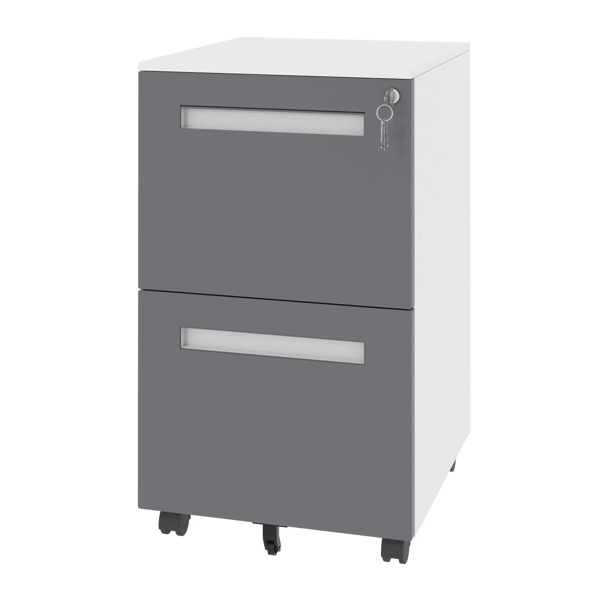 2-Drawer Mobile File Cabinet With Lock,On 360° Wheels, Holds A4/Letter/Legal Files - White by HouseOfZazla