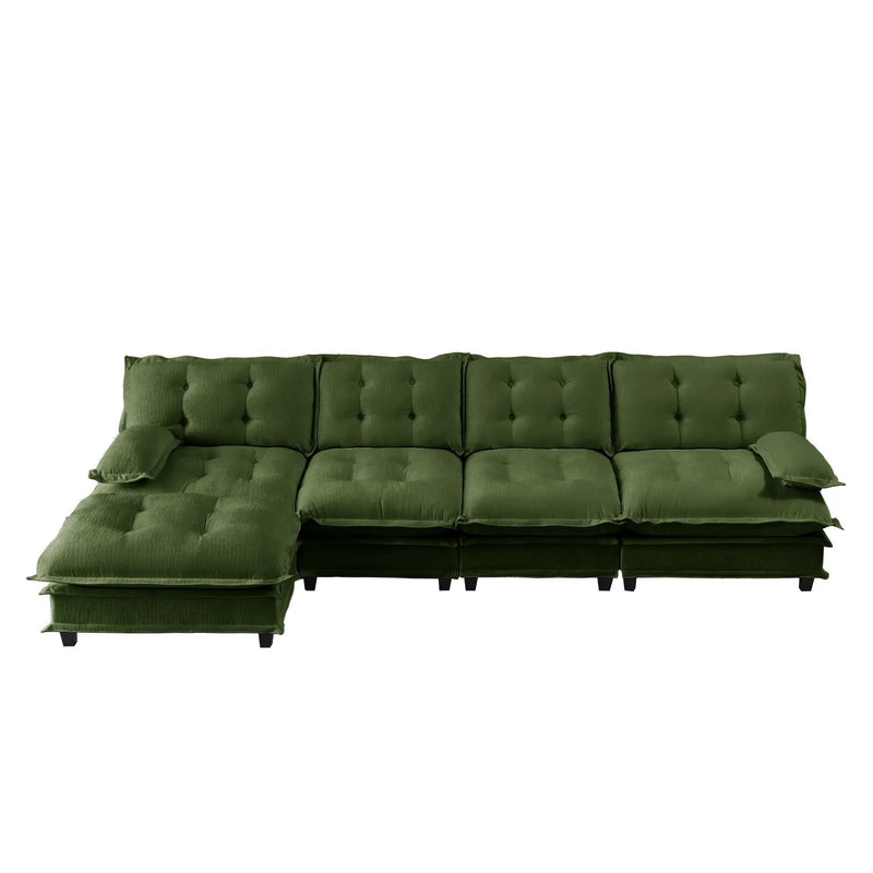 138" L Shaped Modern Sofa Modular Sectional Cloud Couch with Ottoman by HouseOfZazla