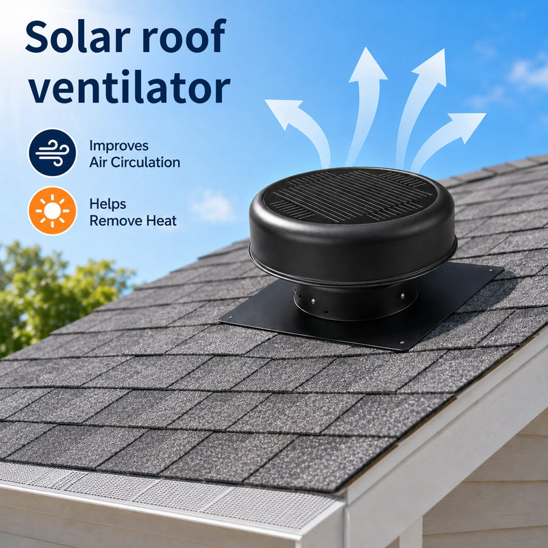 12" Flush Mount Round Solar Roof Vent Fan, 30W Dual Power by HouseOfZazla