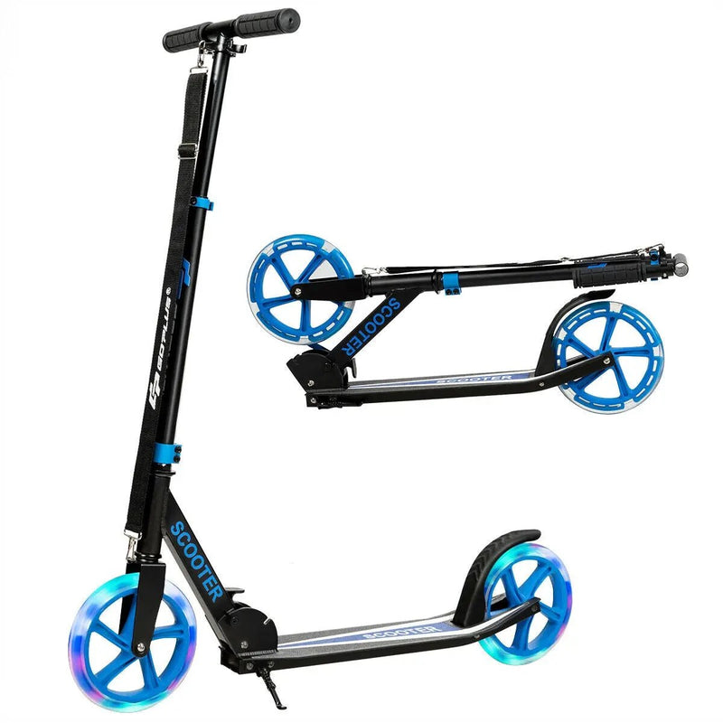 Portable Folding Sports Kick Scooter with LED Wheels-Blue by DirectDeals