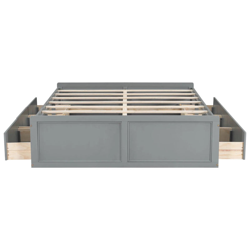 Queen Size Platform Bed Frame With 6 Drawers - Gray by Unique Piece Furniture