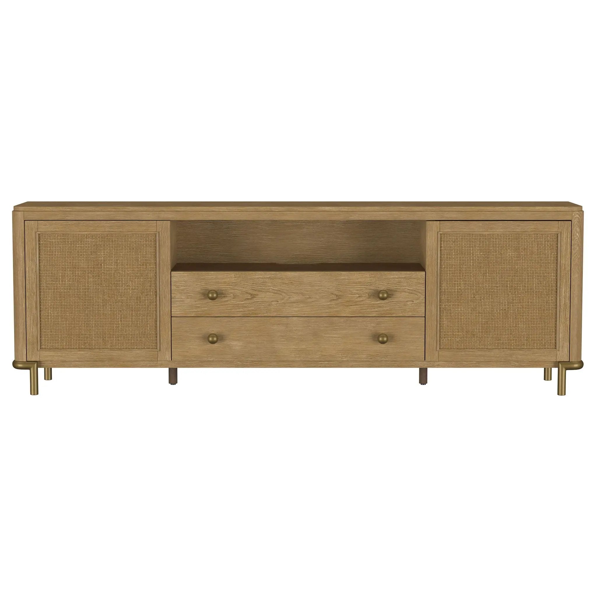 Arini Rattan Cane 2-door TV Stand Media Console Sand Wash by Unique Piece Furniture