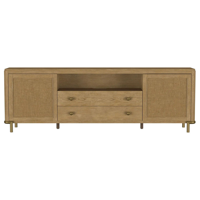 Arini Rattan Cane 2-door TV Stand Media Console Sand Wash by Unique Piece Furniture