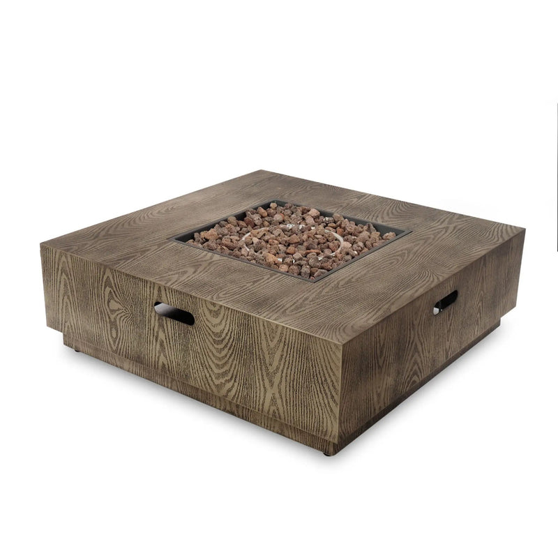 Wellington Square Iron Fire Pit With Wood Pattern Design And 50,000 Btu Output by HouseOfZazla