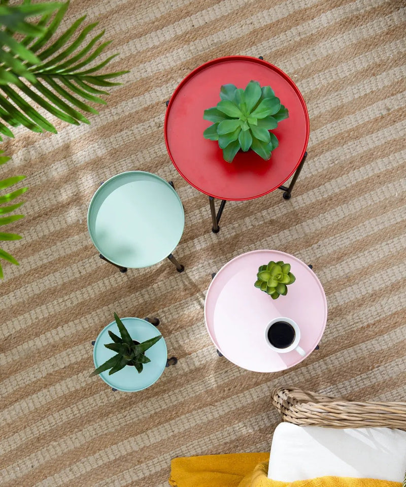 Set of 4 Multicolor Round Nesting Plant Stands by HouseOfZazla