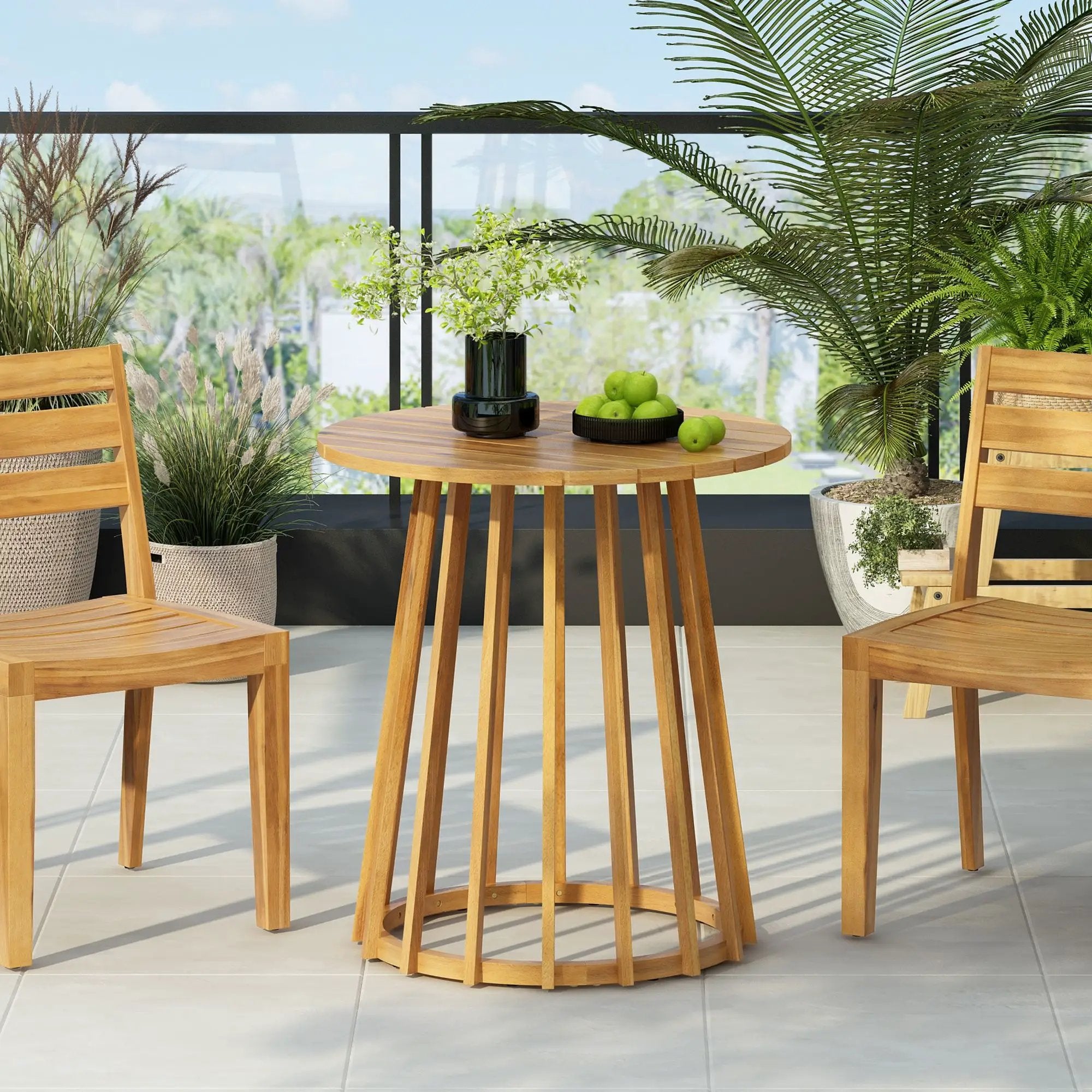 Outdoor Round Top Dining Table - Teak Bistro Table by HouseOfZazla