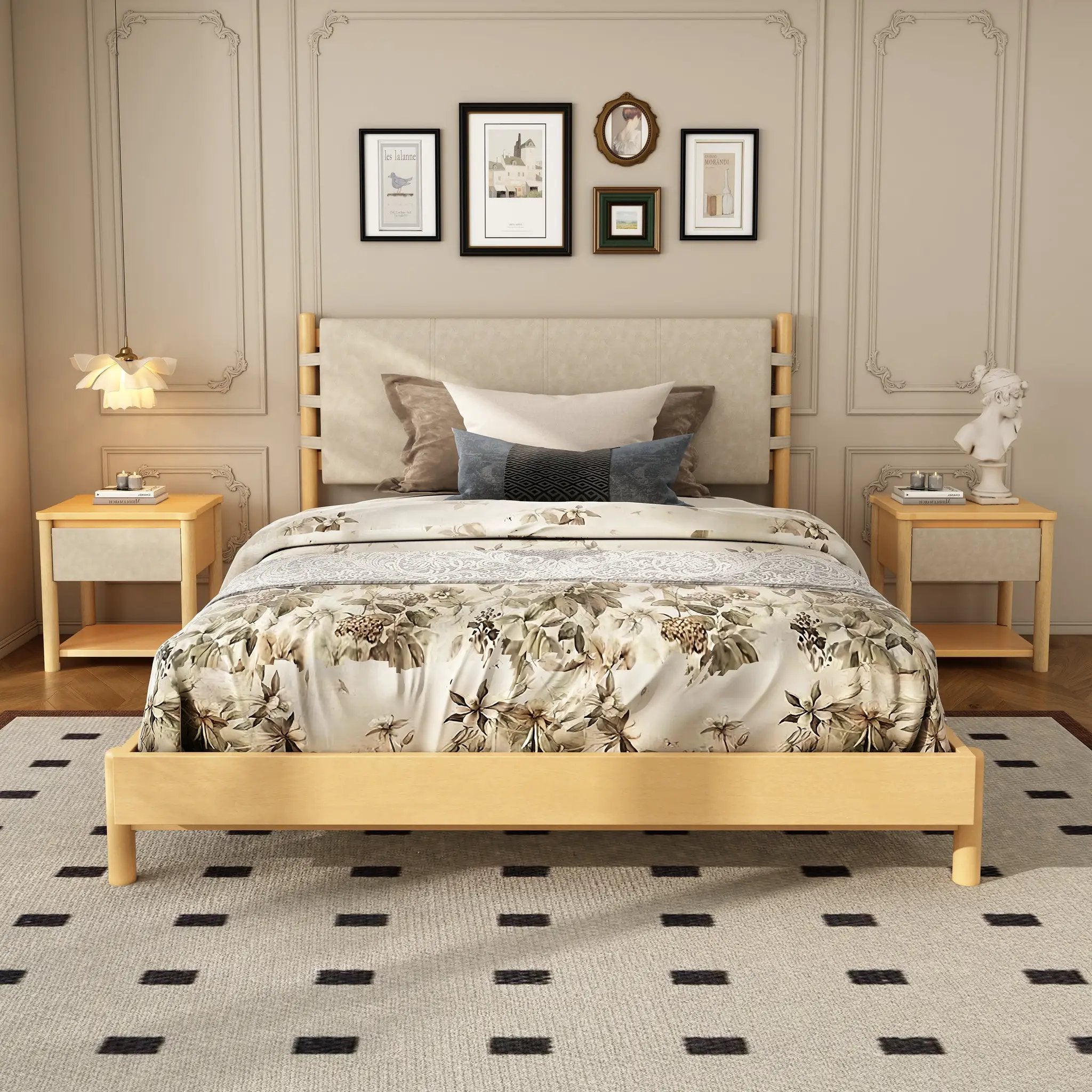 Modern Queen Bed Frame Set with 2 Nightstands by HouseOfZazla