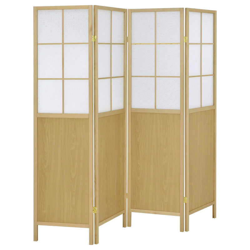 Edwards 4-Panel Room Divider Folding Shoji Screen Natural by Unique Piece Furniture