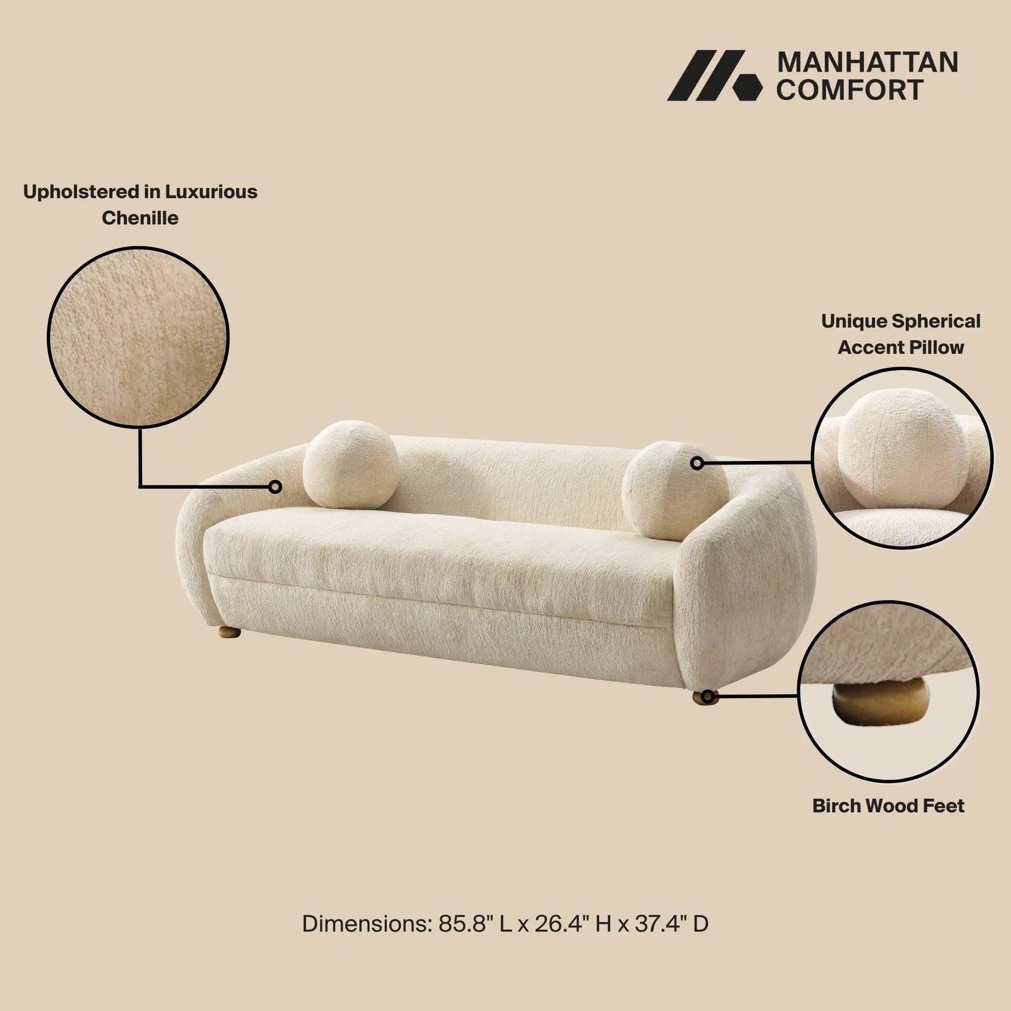 Tribeca 86" Chenille Sofa by HouseOfZazla