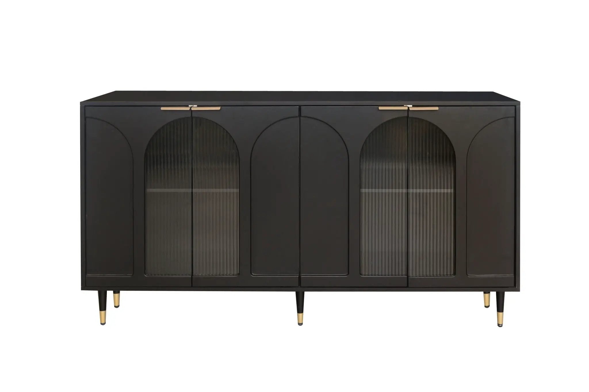 Accent Cabinet Lacquered Wooden Cabinet With 4 Glass Doors Sideboard Buffet Server Cabinet Storage Cabinet, For Living Room, Entryway, Hallway, Office, Kitchen And Dining Room by Unique Piece Furniture