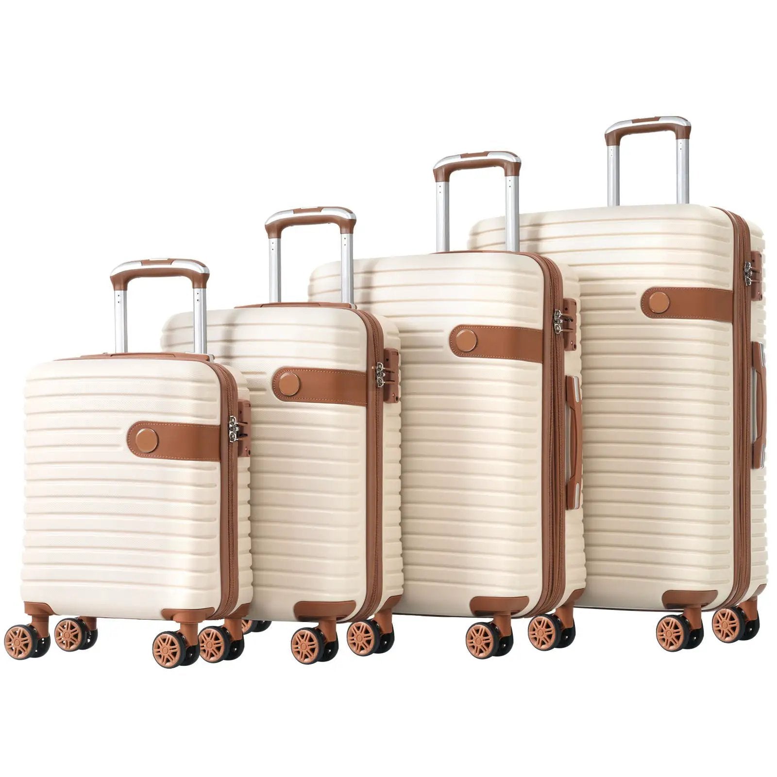 4 Piece Luggage Suitcase Set, Hard Shell Lightweight Expandable Travel Luggage With 4 Packing Cubes by HouseOfZazla