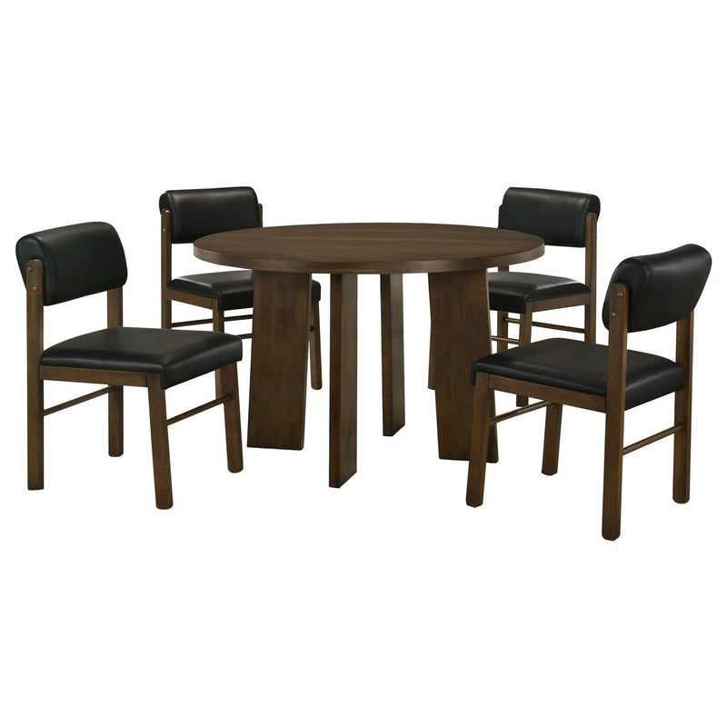 Strouse 5-piece Dining Set Black and Walnut by Unique Piece Furniture
