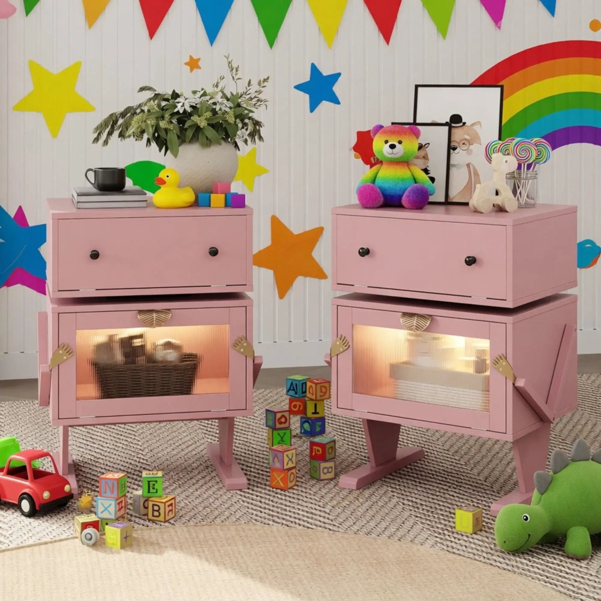Robot LED Nightstand With 360° Rotating Drawer by HouseOfZazla