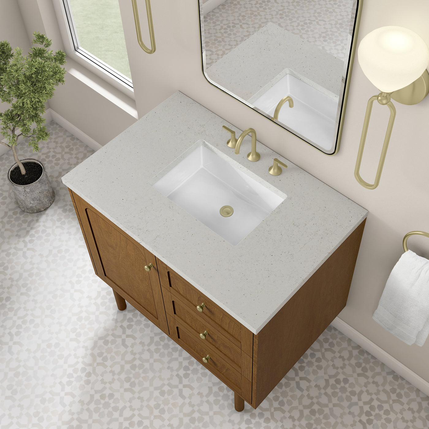James Martin Laurent 36" Dual Mount Single Bathroom Vanity, Honey Oak, view 34