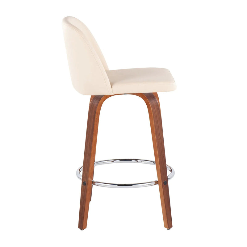 Toriano - Mid-Century Modern Fixed Height Counter Stool With Round Footrest (Set of 2) by Unique Piece Furniture
