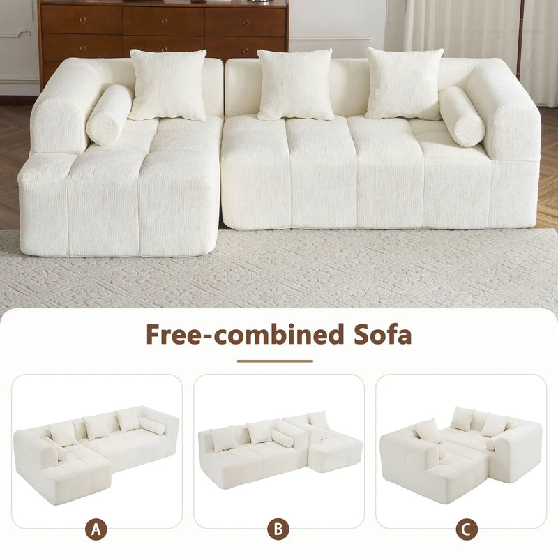 Sectional Free Combined Sofa With 2 Side Pockets by HouseOfZazla