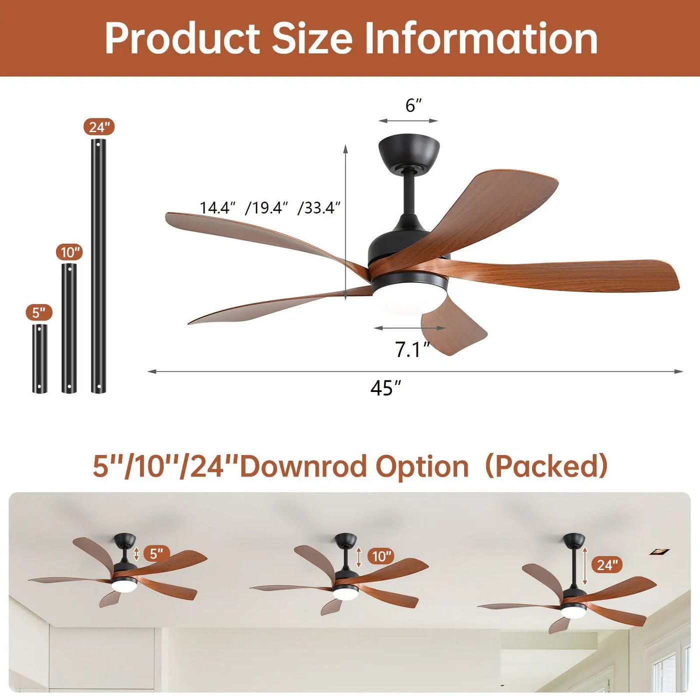 Ceiling Fan with DC Motor and Integrated Light by HouseOfZazla