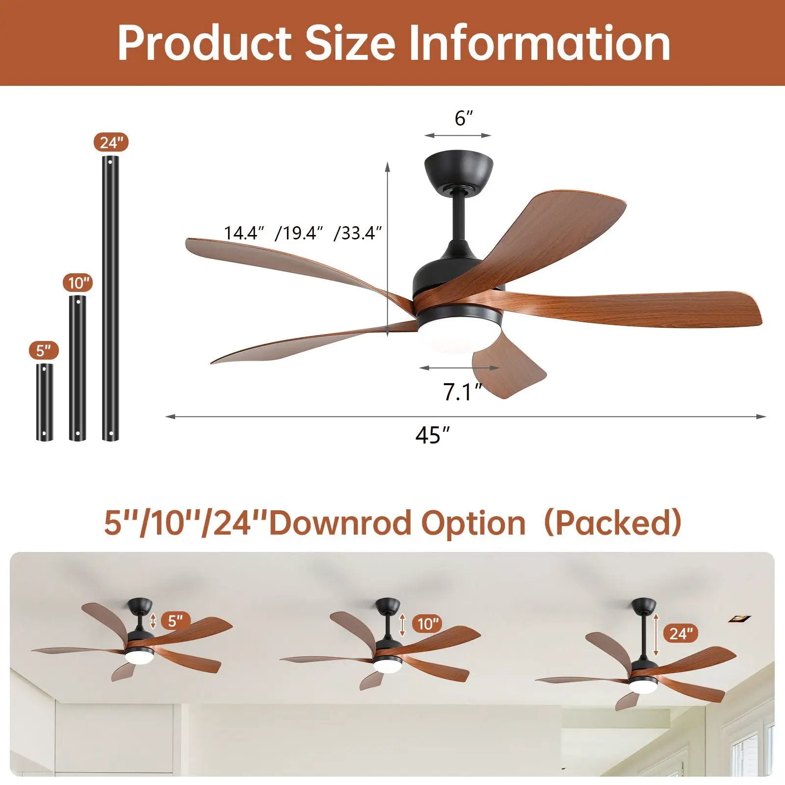 Ceiling Fan with DC Motor and Integrated Light by HouseOfZazla