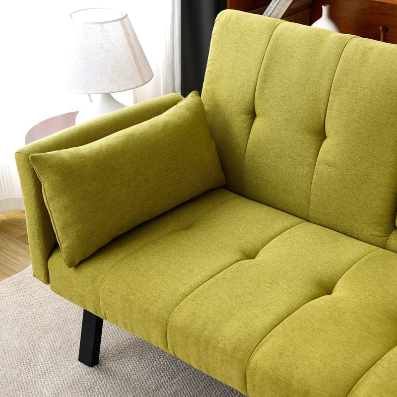 Sofa Bed With Foldable Design And Cup Holder - Green by Unique Piece Furniture