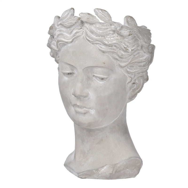 Greek Style Cement Head Planter Indoor Outdoor Home, Garden Decor - Gray by HouseOfZazla
