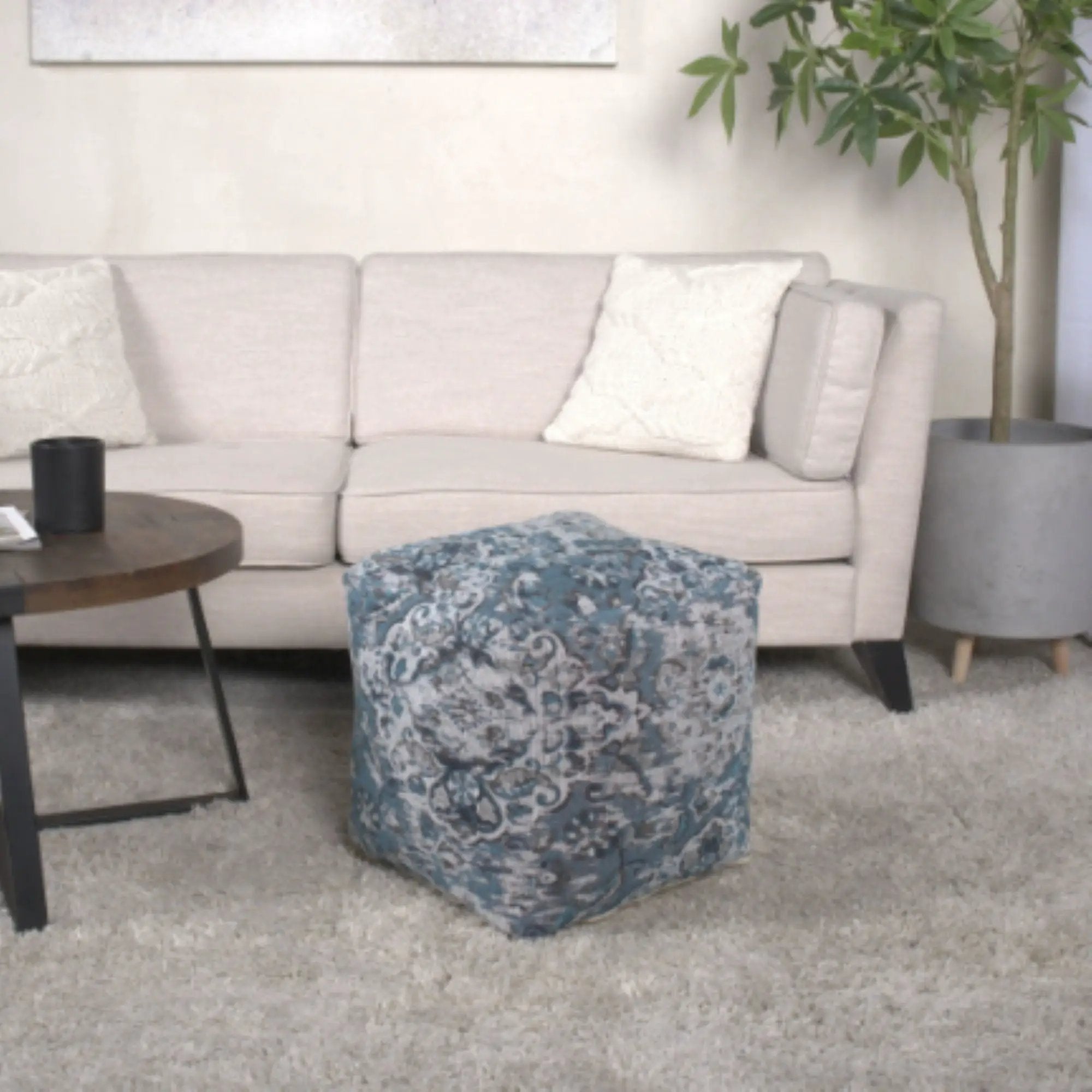 Anita - Square Pouf Ottoman And Floor Cushion - Blue by Unique Piece Furniture