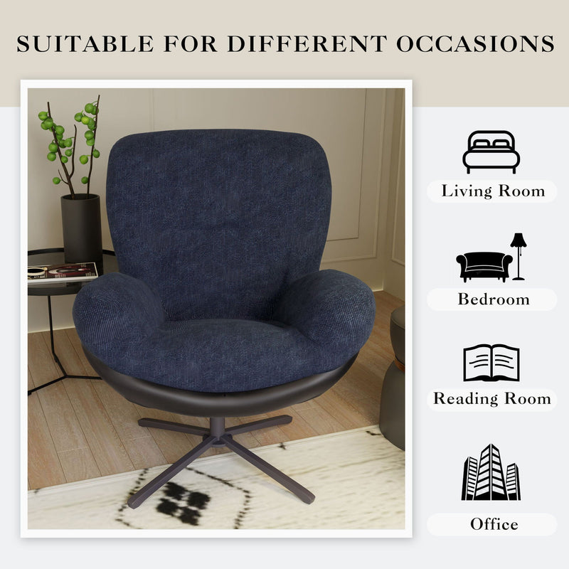 360° Swivel Office Chair, No Wheels by HouseOfZazla