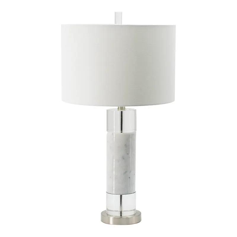 Sculpted Marble & Crystal Cylinder Table Lamp by HouseOfZazla