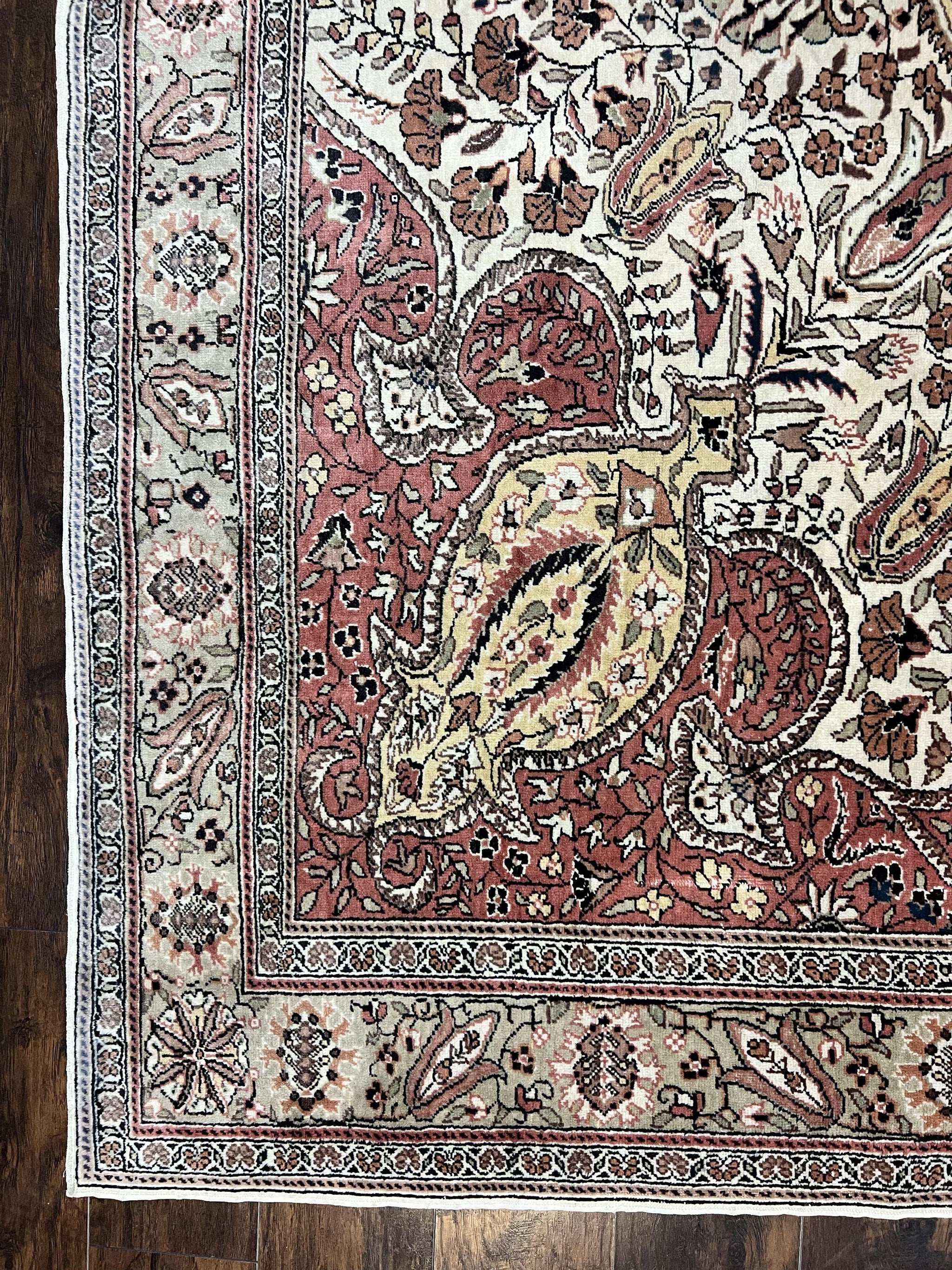 Turkish Sivas Rug 9x12, Handmade Vintage Wool Carpet, Cream Ivory by Jewel Rugs