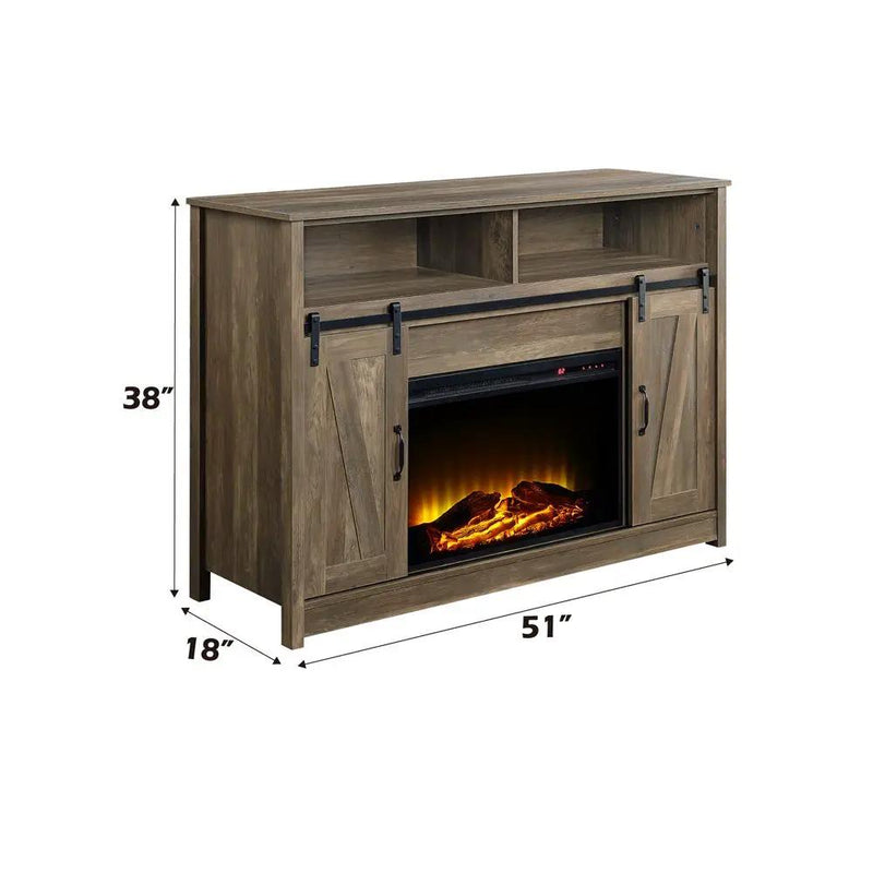 Tobias - 38" Fireplace - Rustic Oak by Unique Piece Furniture