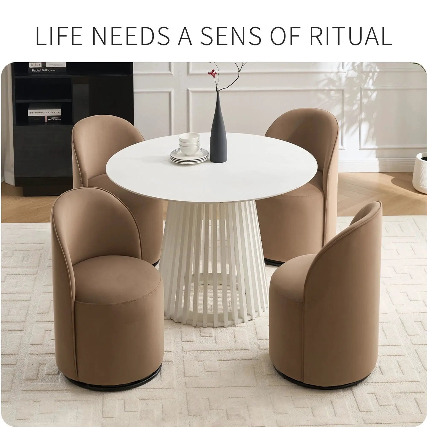 360 Degree Swivel Armless Dining Barrel Chair by Unique Piece Furniture
