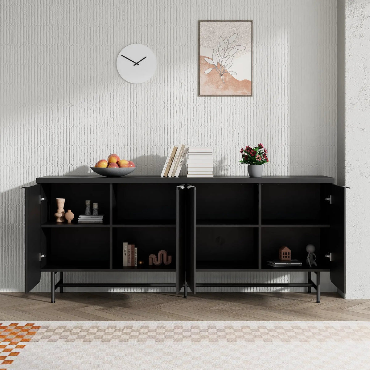 Modern Scandinavian Alcove Door Kitchen Storage Sideboard Buffet Cabinet Console by HouseOfZazla