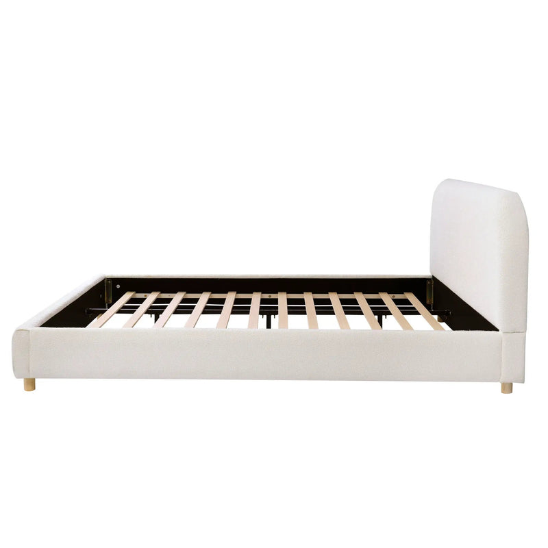 Queen Size Upholstered Bed With Boucle Fabric by HouseOfZazla