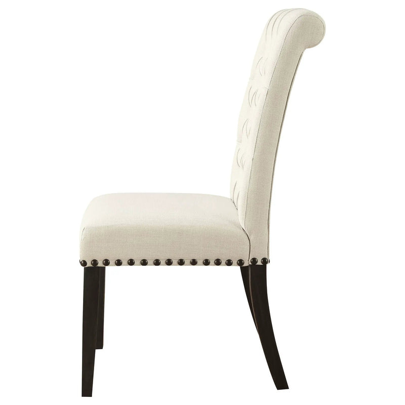 Alana Upholstered Dining Side Chair Beige Smokey Black (Set of 2) by Unique Piece Furniture
