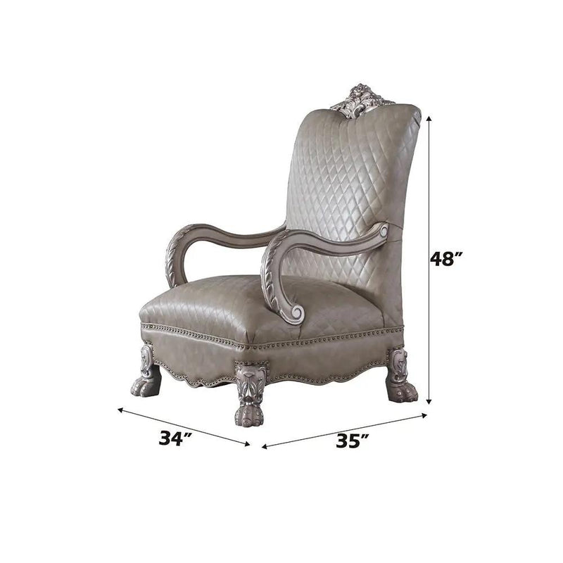 Dresden - Chair With Pillow - Synthetic Leather & Vintage Bone White by Unique Piece Furniture