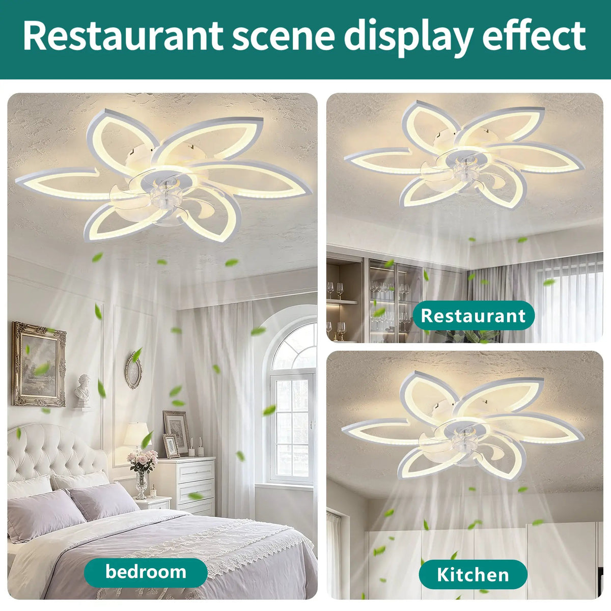30" White Flower 6 Speeds Flush Mount Ceiling Fan by HouseOfZazla