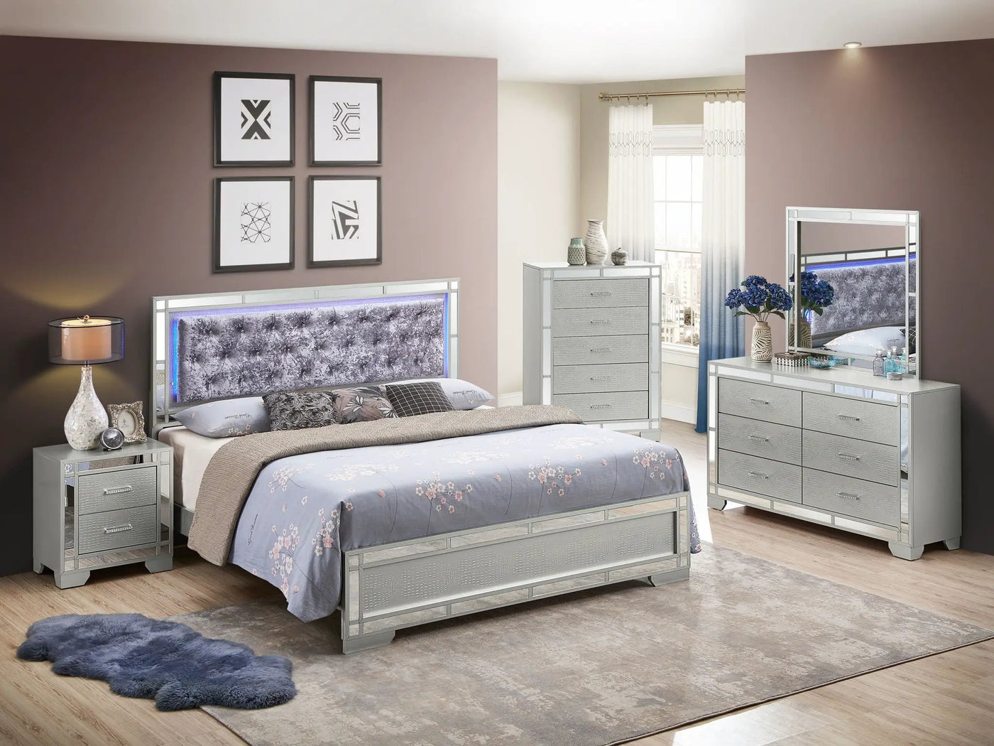 Madison - Upholstered Bed With LED by HouseOfZazla