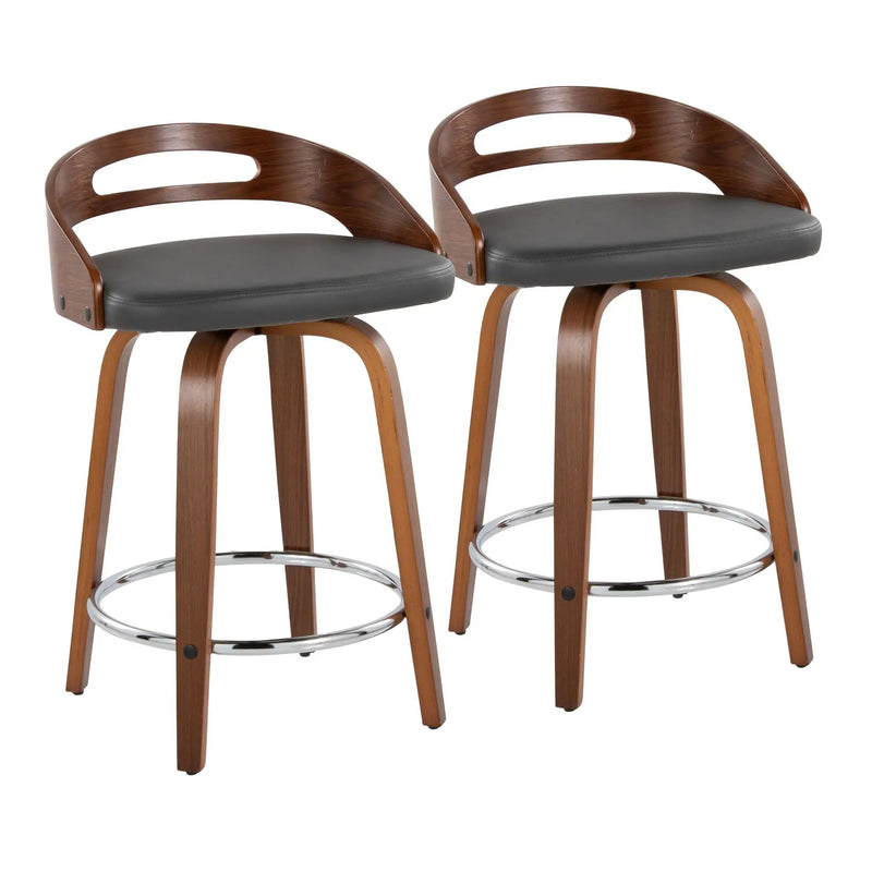 Cassis - Mid Century Modern Fixed Height Counter Stool With Swivel With Round Footrest (Set of 2) by HouseOfZazla