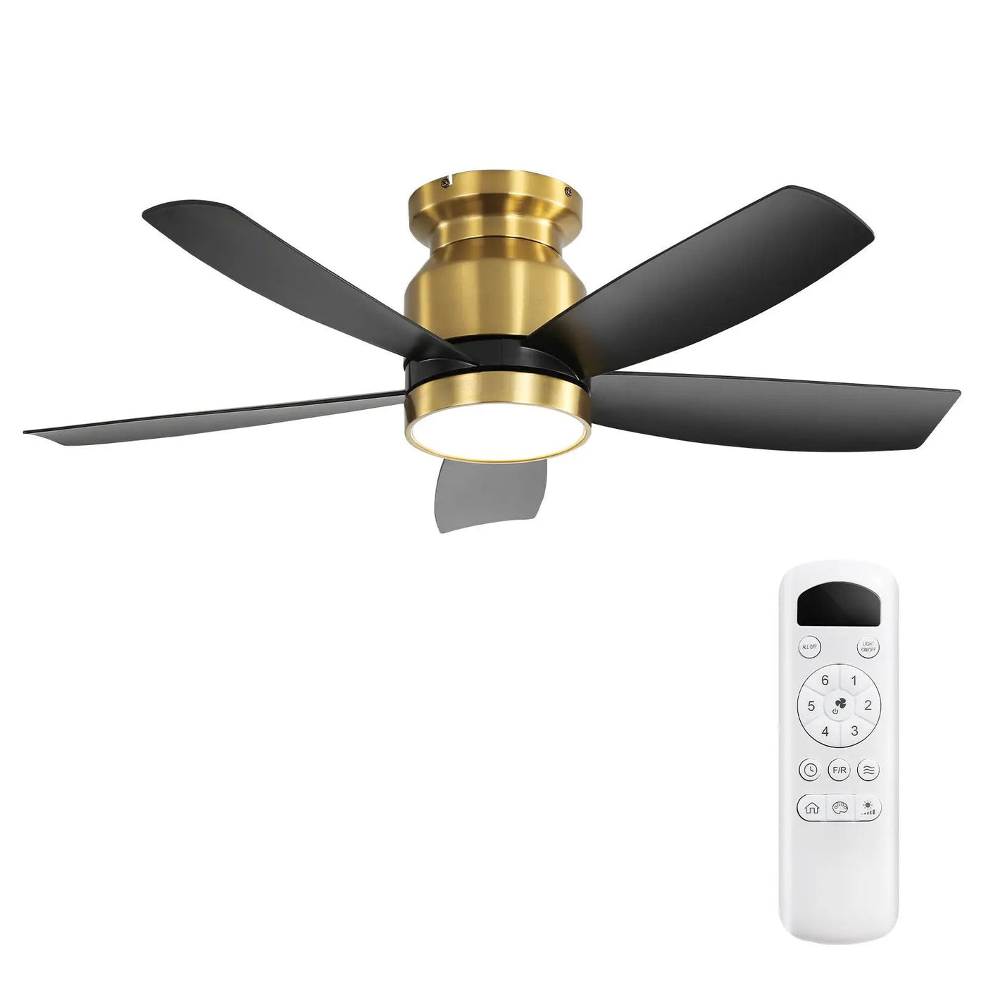 Flush Mount Ceiling Fan with LED Light and Remote Control by HouseOfZazla