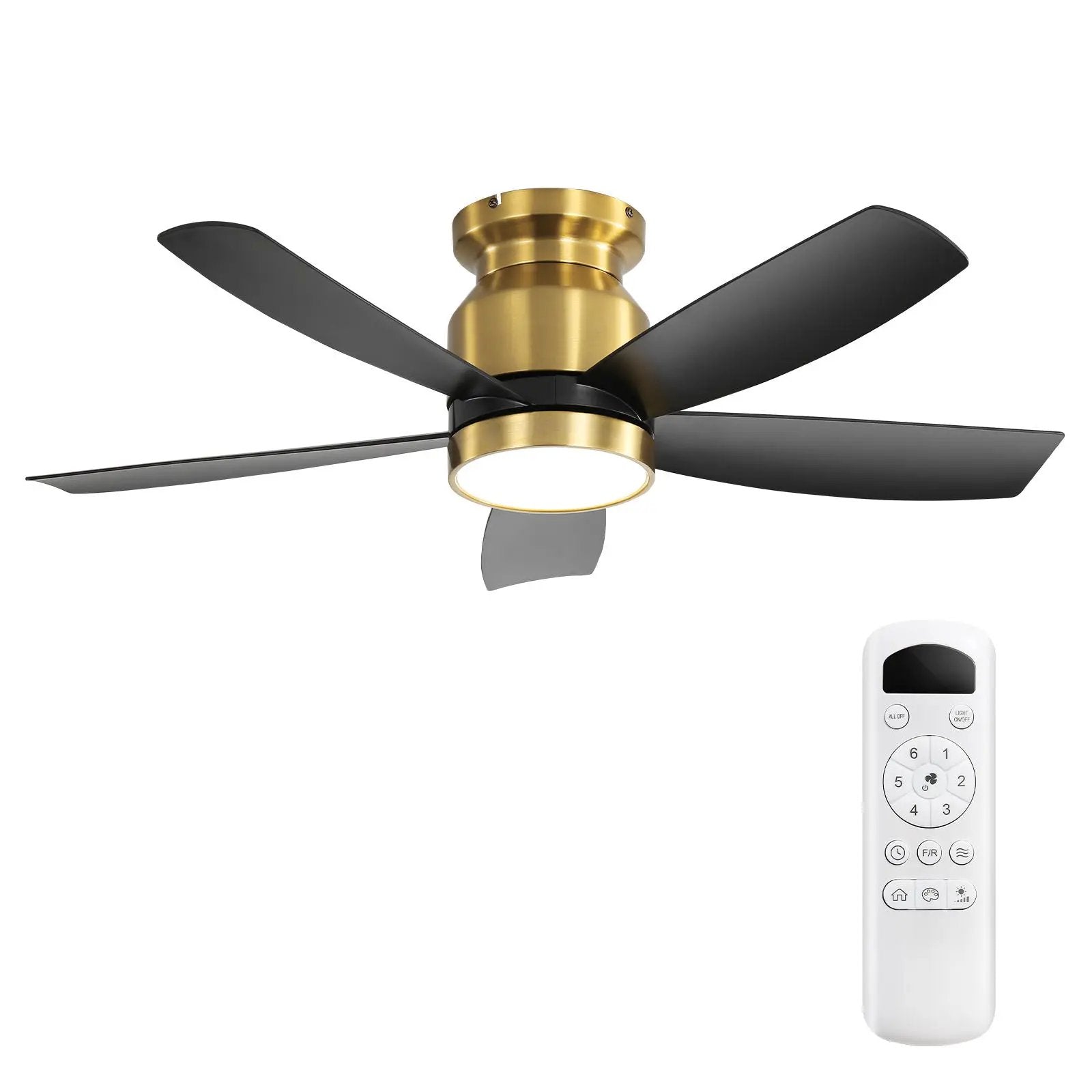 Flush Mount Ceiling Fan With LED Light 22W And Remote Control Blades / Body, DC Motor by Unique Piece Furniture