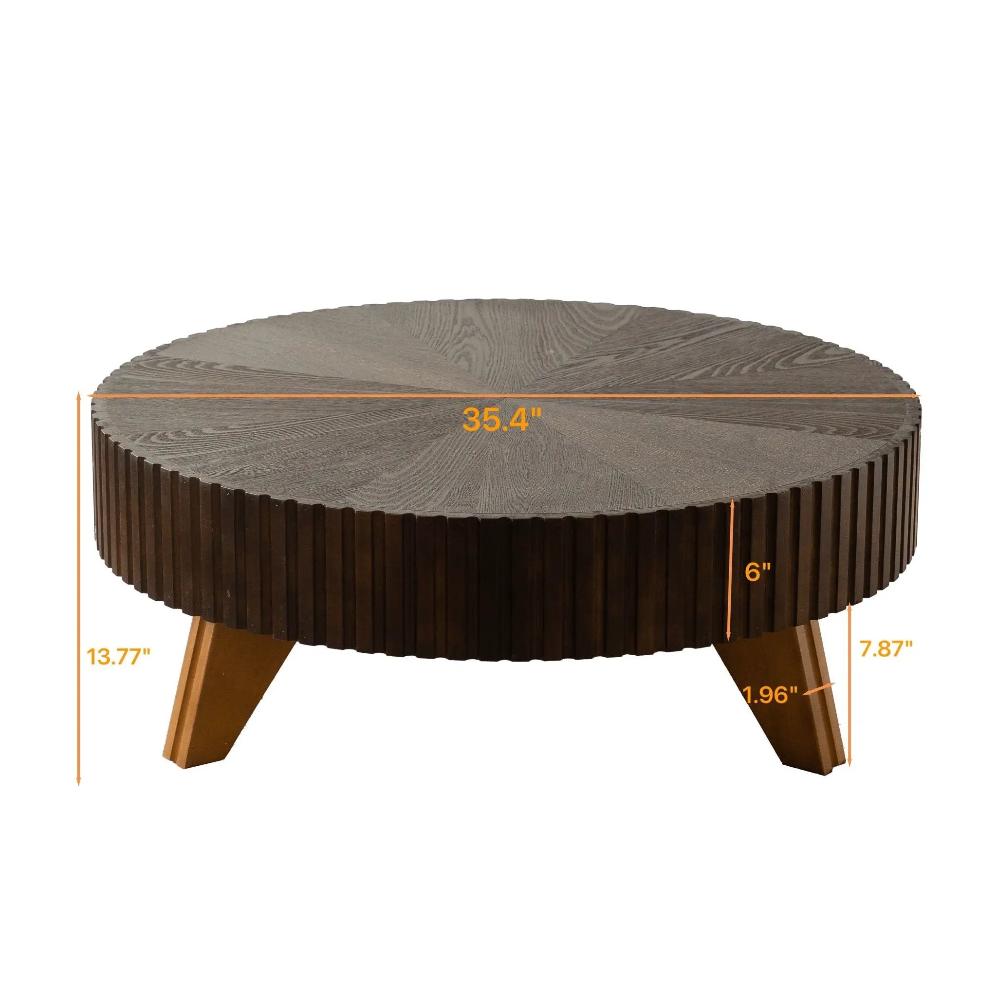 Round Retro Coffee With Solid Wood Legs by Unique Piece Furniture