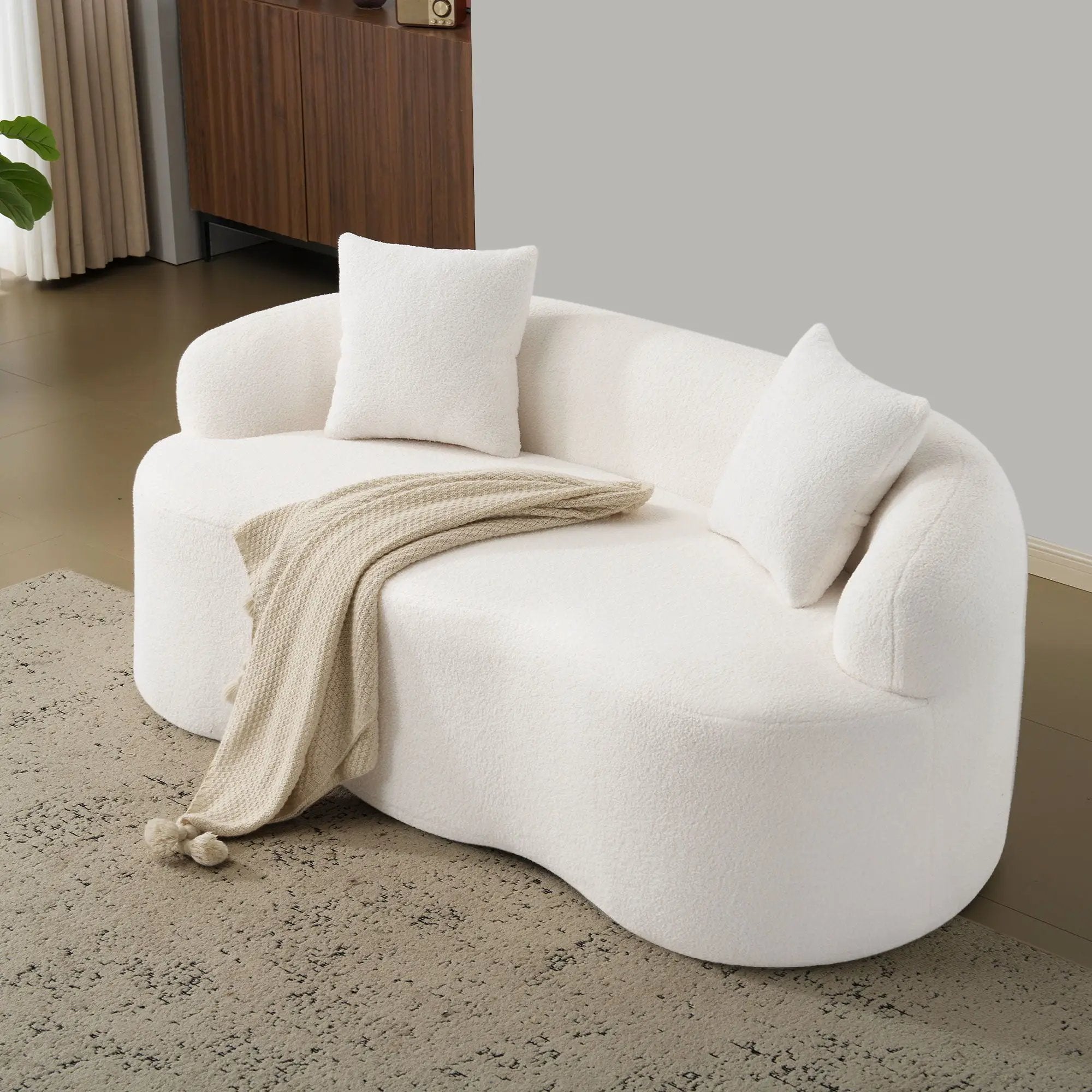 Curved Loveseat Sofa With Round Armrest by Unique Piece Furniture